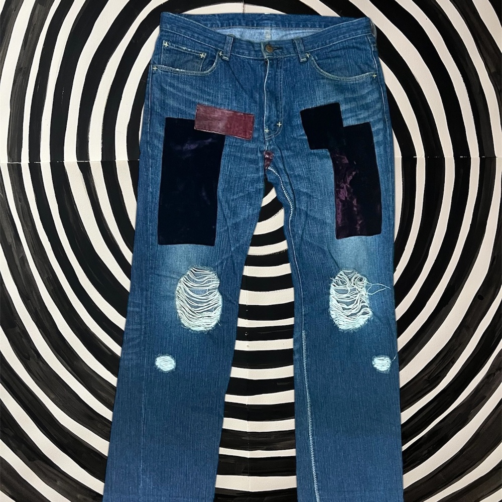 Number (N)ine AW03 Kurt Velour Crash Jeans